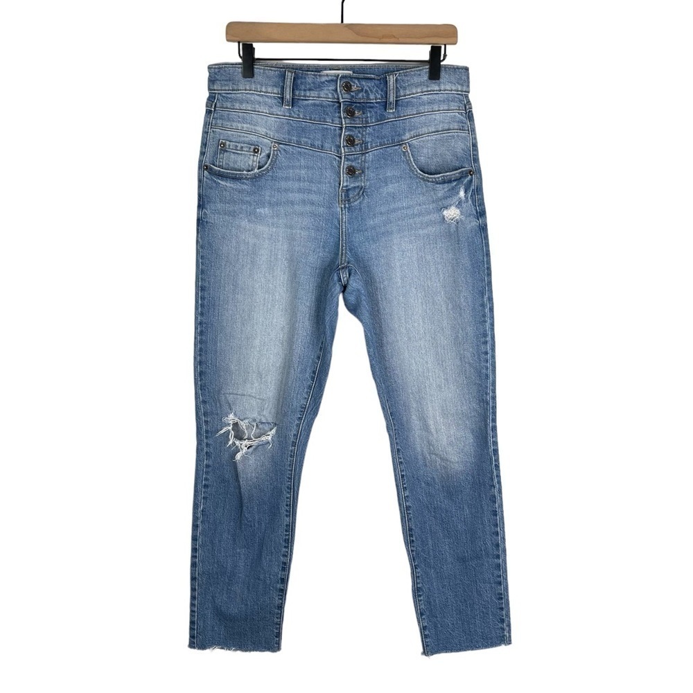 Pistola Jeans 29 High Rise Button Fly Skinny Raw Hem Ripped Stretch Denim Casual